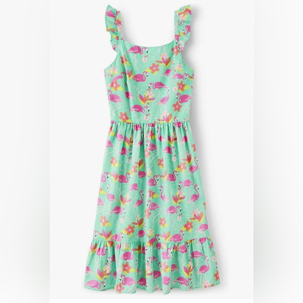NWT Gymboree Flamingo Print ADULT Dress - Green and Pink ruffles